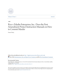 Rice v. Paladin Enterprises, Inc.: Does the First