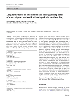 Long-term trends in first arrival and first egg laying dates of