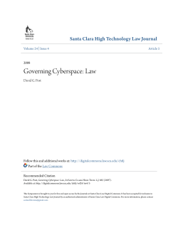 Governing Cyberspace: Law - Santa Clara Law Digital Commons