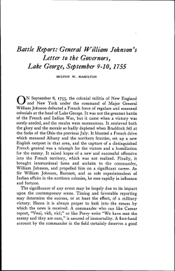 Battle Report: General JVilliam Johnson Letter to the Governors