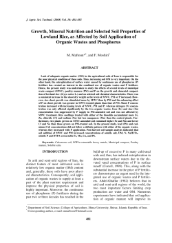 Growth, Mineral Nutrition and Selected Soil Properties of Lowland