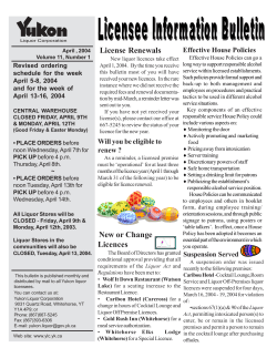 April 2004 - Yukon Liquor Corporation