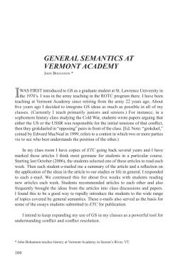 general semantics at vermont academy