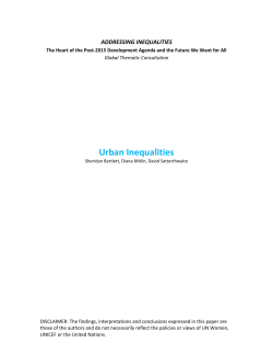 Urban Inequalities - Equity for Children