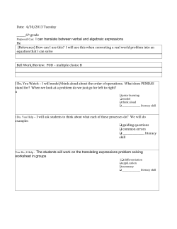 Date: 4/30/2013 Tuesday _______6th grade Purpose)I Can: I can