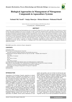 Biological Approaches in Management of Nitrogenous Compounds
