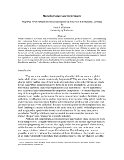 Market Structure and Performance