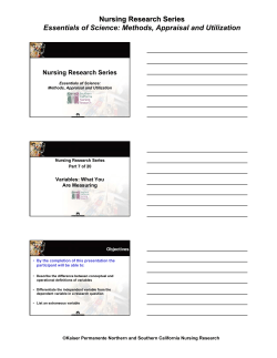 Nursing Research Series Essentials of Science: Methods, Appraisal