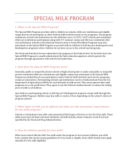 SPECIAL MILK PROGRAM