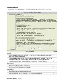 Oral Rubric Samples for Civic Participation Additional Assessments