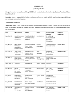 LITURGICAL LIST Apr 30-Aug 27, 2017 Liturgical contacts: Servers