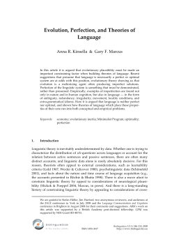 Evolution, Perfection, and Theories of Language