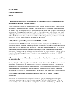 Chris McTaggart Candidate Questionaire