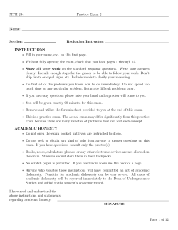 MTH 234 Practice Exam 2 Name