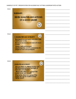 008-Academy #8: Several Qualities and Actions of a Good Leader