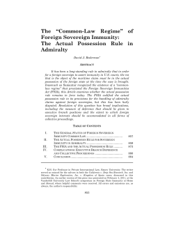 The &ldquo;Common-Law Regime&rdquo; of Foreign Sovereign Immunity: The