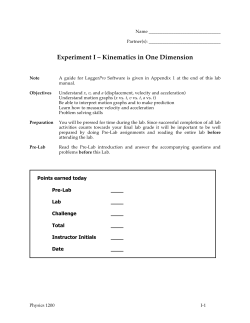 Experiment I &ndash; Kinematics in One Dimension
