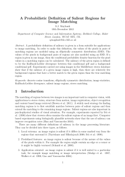 A Probabilistic Definition of Salient Regions for Image Matching 1