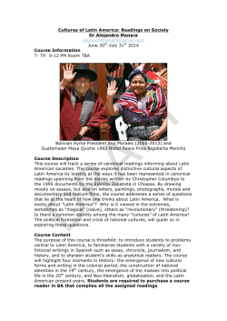 Cultures of Latin America: Readings on Society Dr Alejandro