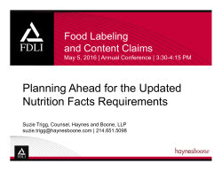 Planning Ahead for the Updated Nutrition Facts