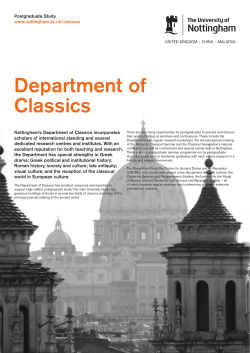 Department of Classics - University of Nottingham