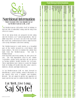 Nutrition sheet - Saj&reg; Mediterranean Grill