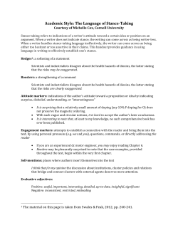 Academic Style: The Language of Stance