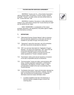 TUCOWS MASTER SERVICES AGREEMENT WHEREAS, Tucows
