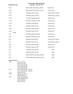 Skor/DeKam High School Inv. Running Events Saturday April 29