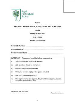 R2101 PLANT CLASSIFICATION, STRUCTURE AND FUNCTION