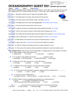 Oceans Quiz Key
