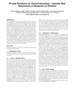 Private Emotions vs. Social Interaction &ndash; towards New Dimensions