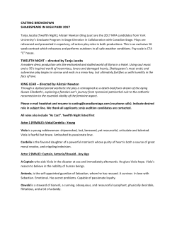 CASTING BREAKDOWN SHAKESPEARE IN