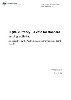 Digital currency &ndash; A case for standard setting activity.