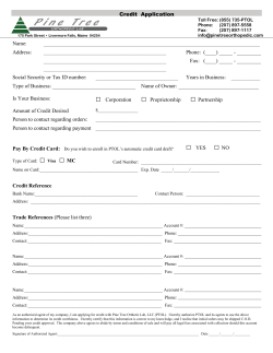 Credit Application Name - Pine Tree Orthopedic Lab