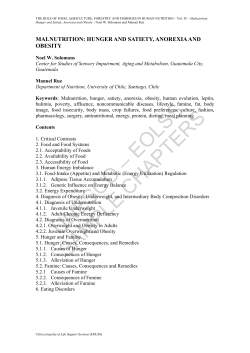 Malnutrition: Hunger and Satiety, Anorexia and Obesity