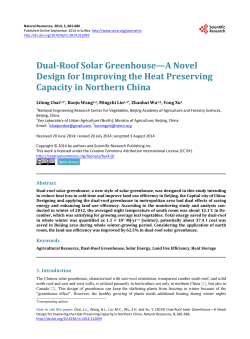 Dual-Roof Solar Greenhouse&mdash;A Novel Design for Improving the
