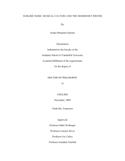 SUBLIME NOISE: MUSICAL CULTURE AND THE MODERNIST