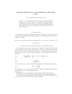 DEFINITE INTEGRALS BY THE METHOD OF BRACKETS. PART 1 1