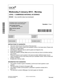 Question paper - Unit R072/01 - How scientific ideas have