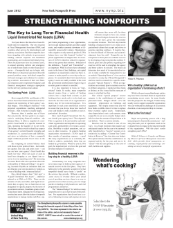The Key to Long Term Financial Health Liquid Unrestricted Net Assets