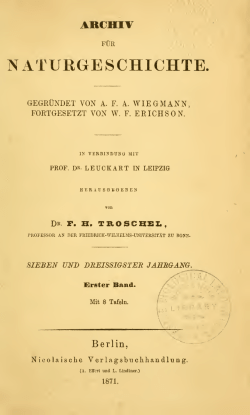 Archiv f&uuml;r Naturgeschichte