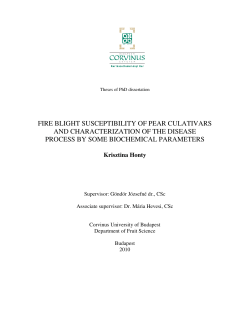 fire blight susceptibility of pear culativars and