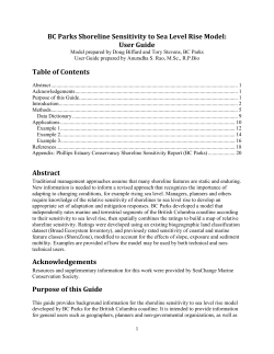 BC Parks Shoreline Sensitivity to Sea Level Rise Model: User Guide