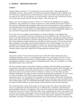 L. STERNE &ndash; TRISTRAM SHANDY Context Summary