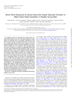 Short-Term Exposure to Ozone Does Not Impair Vascular Function
