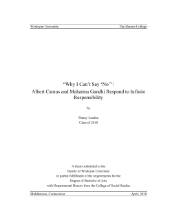 "Why I Can`t Say `No`": Albert Camus and Mahatma Gandhi Respond