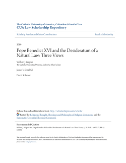 Pope Benedict XVI and the Desideratum of a Natural Law: Three