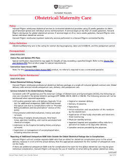 Obstetrical/Maternity Care - Harvard Pilgrim Health Care