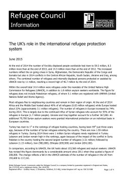 The UK`s role in the international refugee protection system